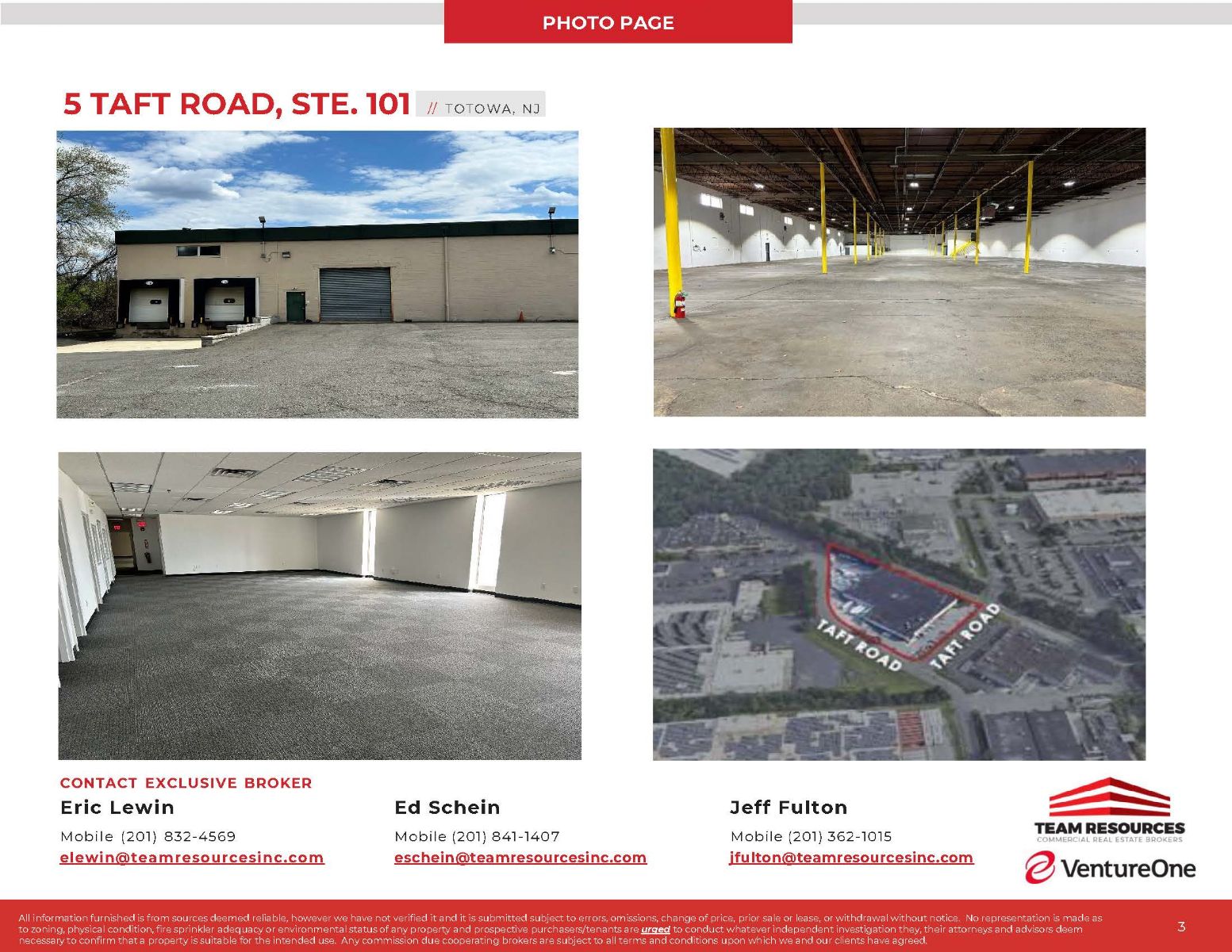 FOR LEASE 33,229 SQ. FT. WAREHOUSE UNIT AT 5 TAFT ROAD IN TOTOWA, NJ